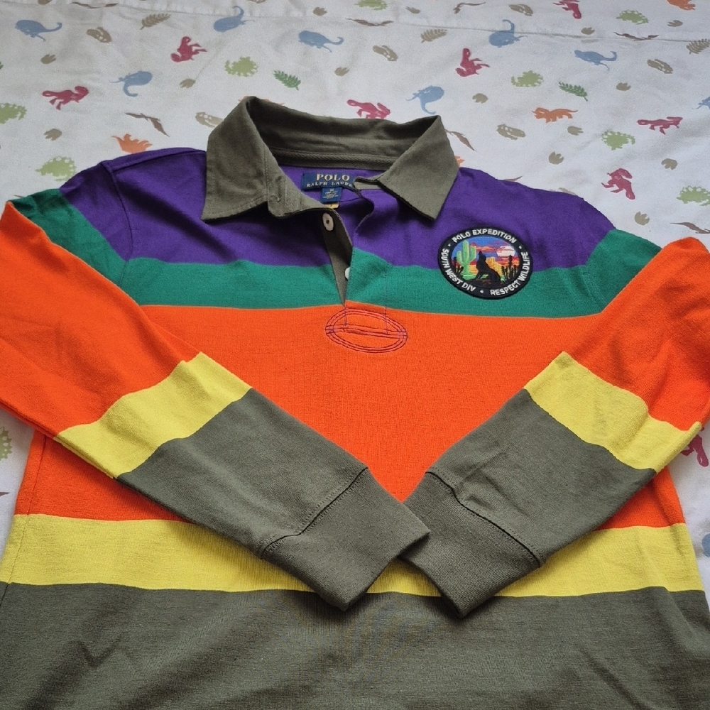Polo by Ralph Lauren Orange and Yellow Button Down Shirt